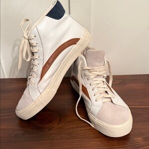 Madewell Leather High Top Sneakers White Tan Men’s 8.5 Minimalist Casual